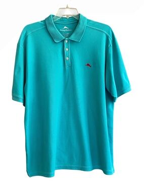 Tommy Bahama Emfielder Supima Cotton Polo Shirt Mens XXXL (3X) Aqua/Teal
